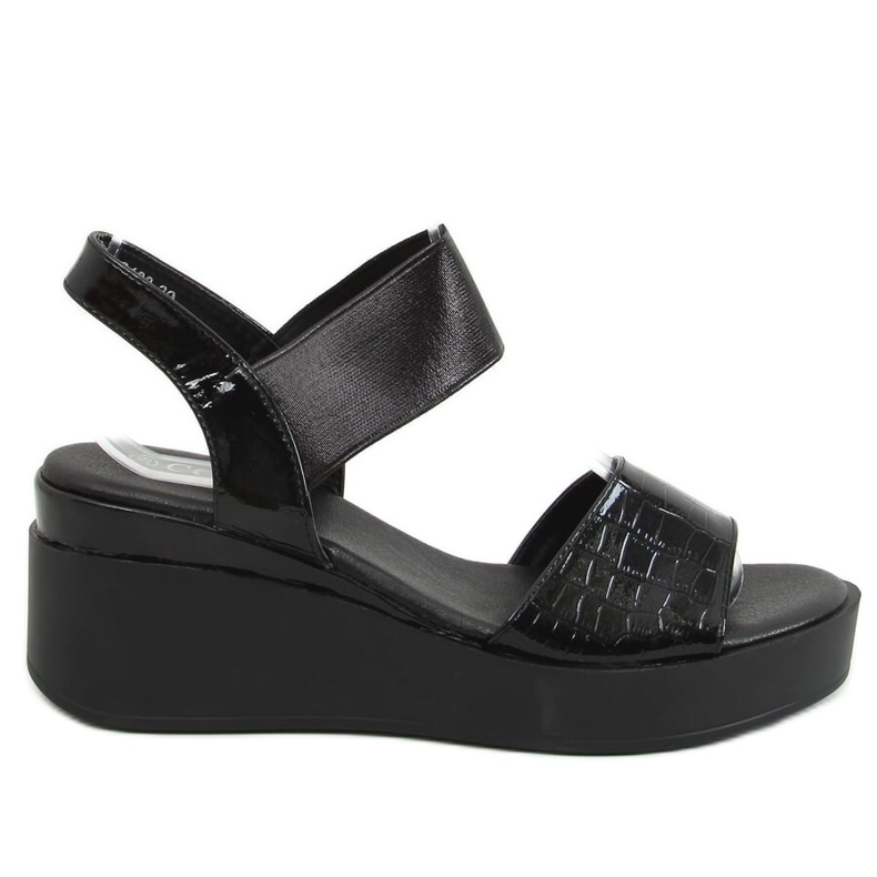 Sandales noires à talon compensé 3193 Noir le noir