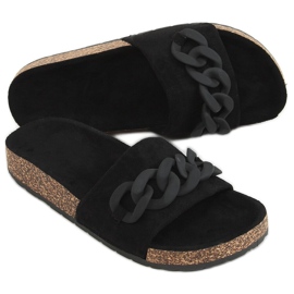 Chaussons en liège noir avec une chaîne DZ907 Noir