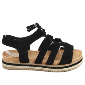 Noir W86 Sandales espadrilles noires