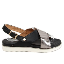 Sandales noires pour femmes MJF745-9 Noir le noir argent