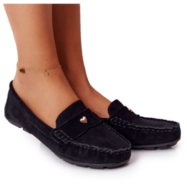 S.Barski Mocassins femme en daim de S. Bararski Noir le noir