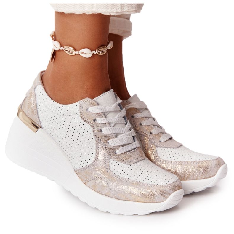 Sneakers En Cuir On Wedge S.Barski Blanc-Or blanche d'or