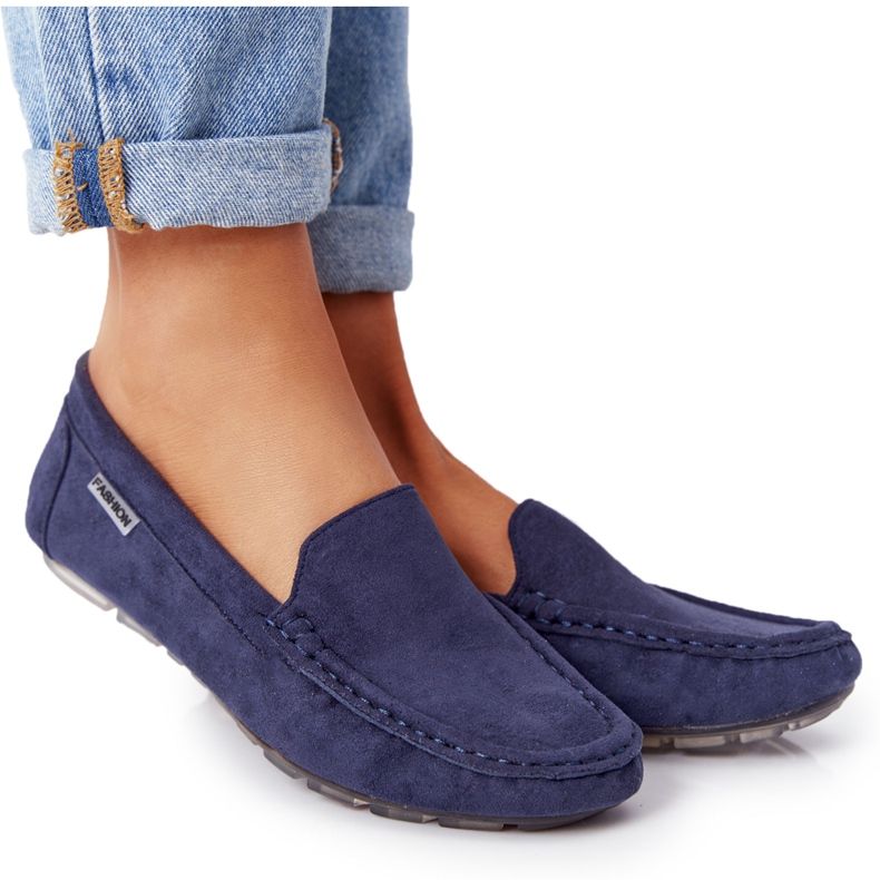 PH1 Mocassins Femme En Daim Bleu Marine Saint-Marin