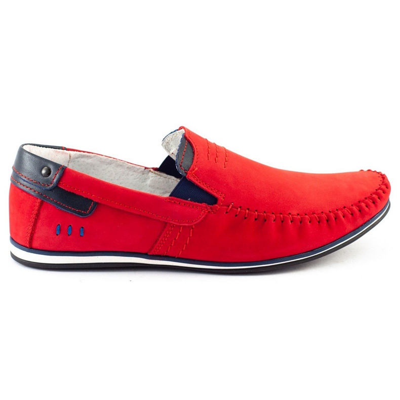 KOMODO Mocassins cuir homme 876 rouge bleu marin KOMODO Mocassins cuir homme 876 rouge bleu marin