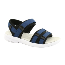 American Club Sandales sportives pour femmes insert en cuir RL45 / 21 noir et bleu marine le noir