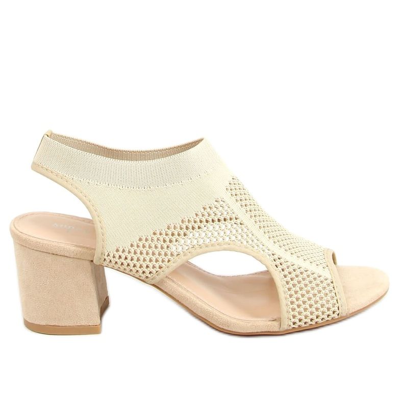 Sandales chaussettes talons hauts beiges 8044 Beige