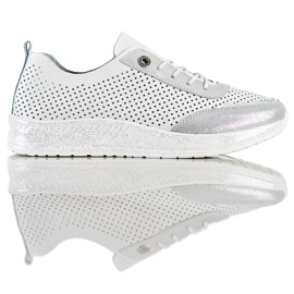 Goodin Baskets en cuir blanc et argent blanche
