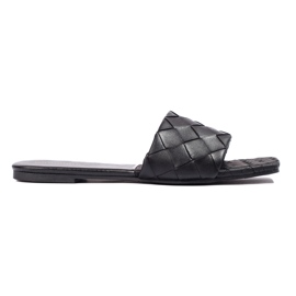Goodin Pantoufles en cuir écologique noir le noir