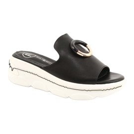 Filippo Chaussons confortables sur la plateforme FILI PPO DK2318 / 21 BK noir doré