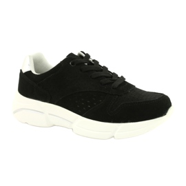 Filippo Chaussures de sport en cuir en daim pour femmes noires DP2156 / 21 le noir