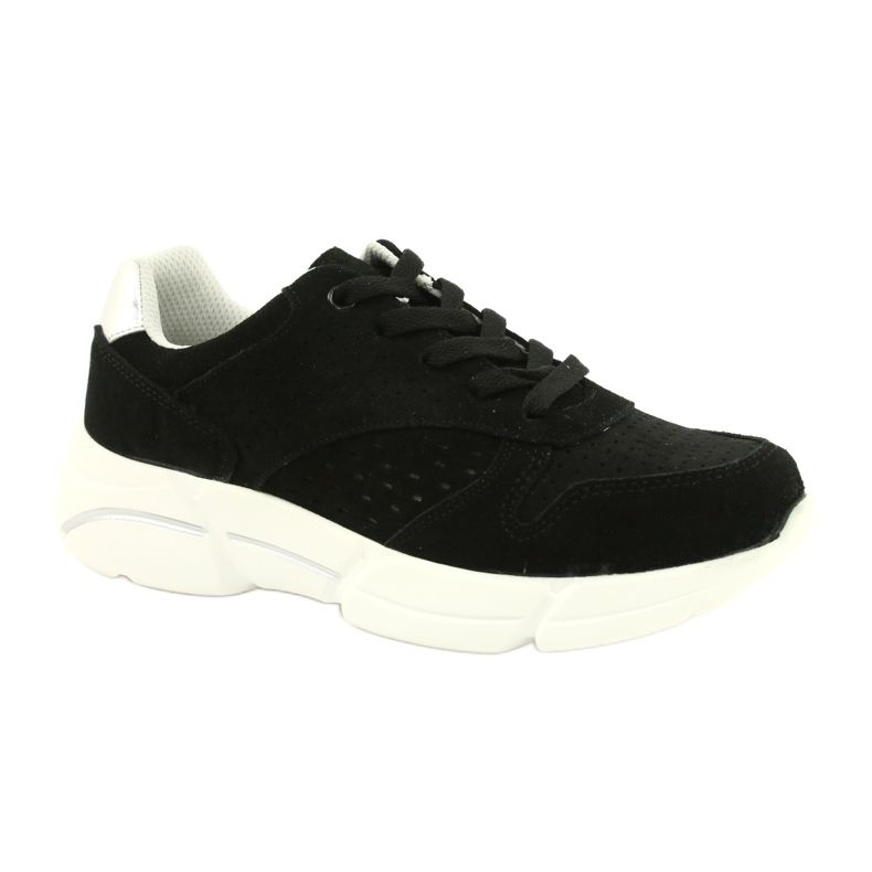 Filippo Chaussures de sport en cuir en daim pour femmes noires DP2156 / 21 le noir