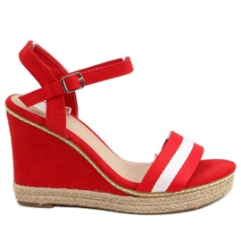 Sandales compensées rouges LL6320 Rouge