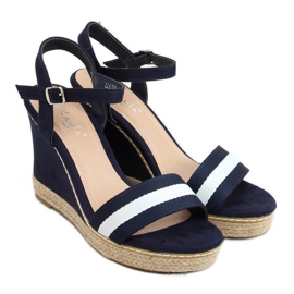 Sandales bleu marine sur un coin LL6320 Bleu