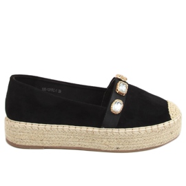 Espadrilles avec pierres noires 100-131-SC-1 Noir