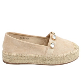 Espadrilles avec pierres beige 100-131-SC-1 Beige
