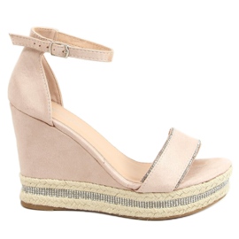 Sandales sur un coin beige LL6351 Nude