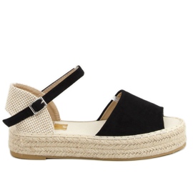 Espadrilles noires à bout ouvert A663-ESP-1 Noir beige