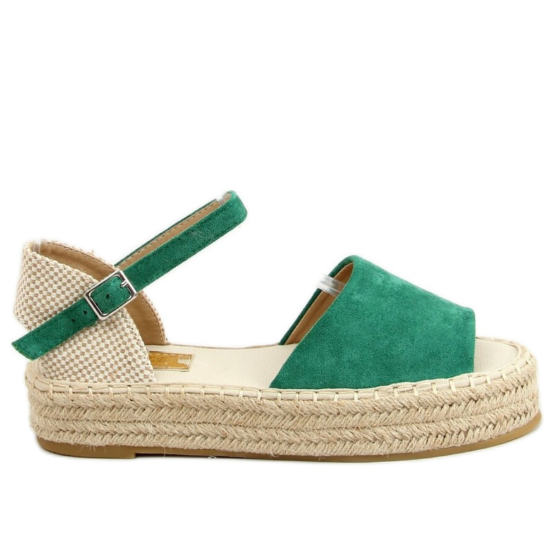 Espadrilles vertes à bout ouvert A663-ESP-1 Vert beige