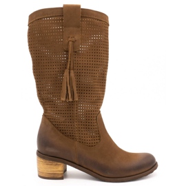 Olivier Boots ajourées femme D44 marron brun