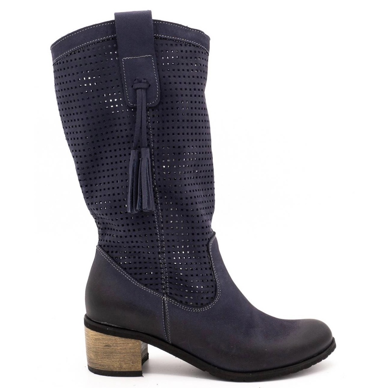 Olivier Boots ajourées femme D44 bleu marine