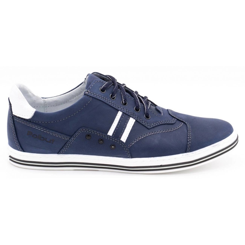 Polbut Chaussures décontractées pour hommes 1801 bleu marine avec du blanc