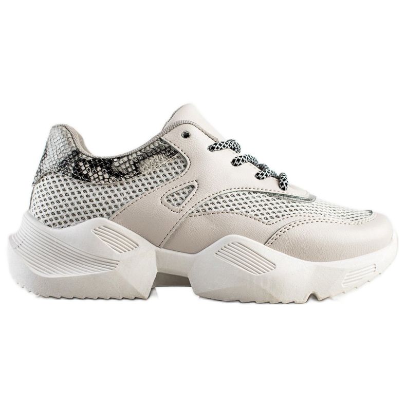 SHELOVET Baskets grises à imprimé serpent beige