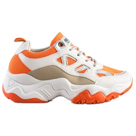SHELOVET Baskets à lacets à la mode blanc orange multicolore