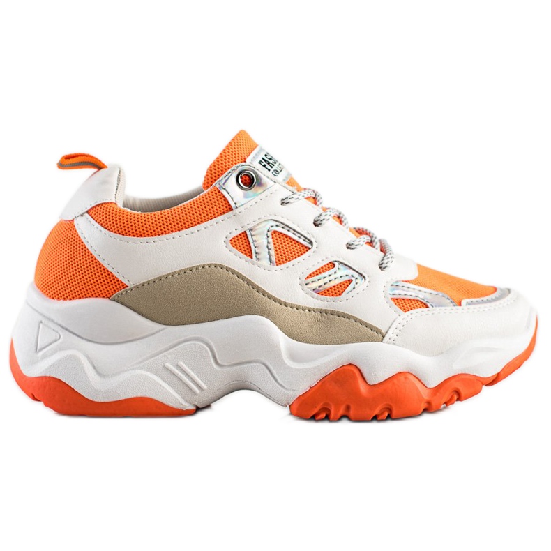 SHELOVET Baskets à lacets à la mode blanche orange multicolore