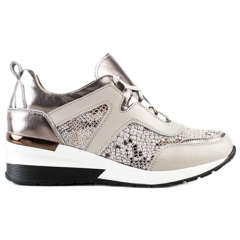 Goodin Baskets en cuir à imprimé serpent argent gris