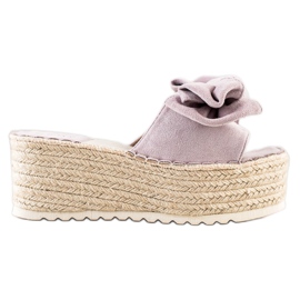 SHELOVET Pantoufles Sur La Plate-Forme Avec Un Noeud violet