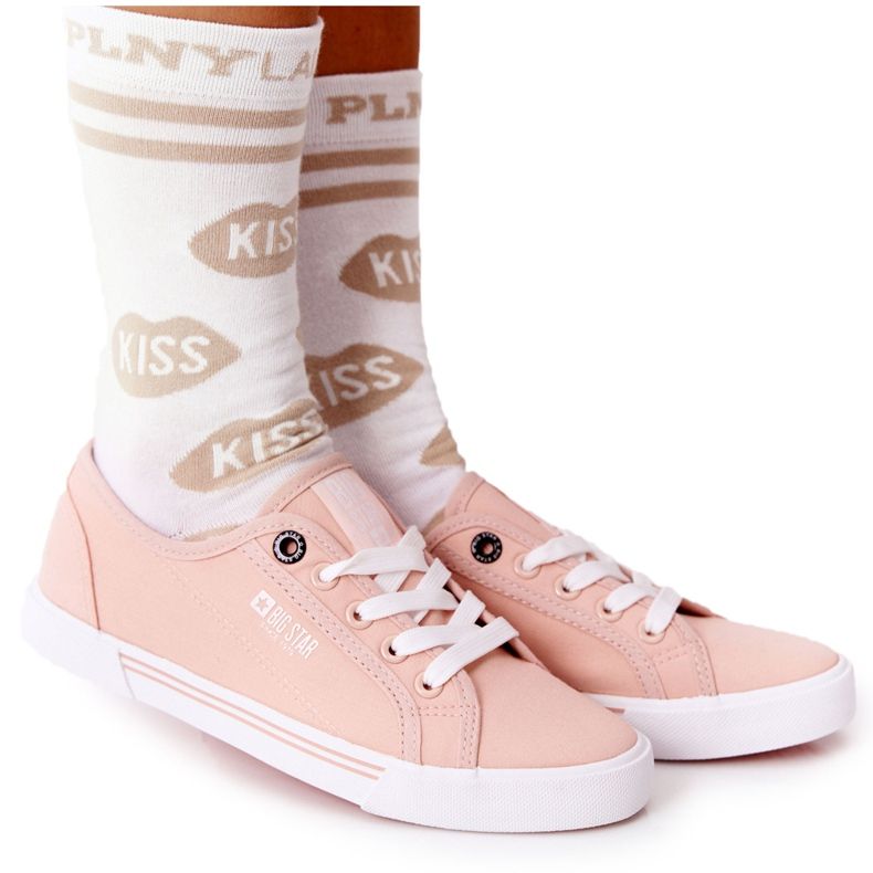 Baskets femme Big Star HH274060 Rose blanche