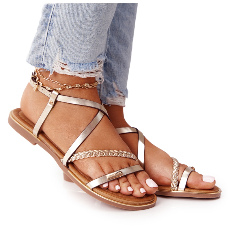 S.Barski Sandales Avec Tresse S. Bararski 152-1 Or d'or S.Barski Sandales Avec Tresse S. Bararski 152-1 Or d'or