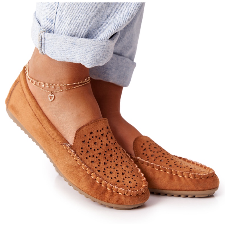 Mocassins femme Camel Molly en daim brun multicolore