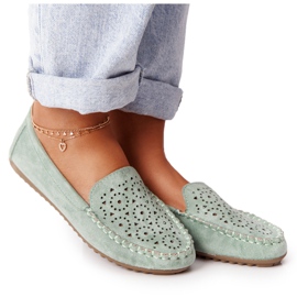 Mocassins femme Molly vert en daim