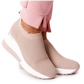 Baskets Ajourées Slip On Wedge Beige Harmony blanc