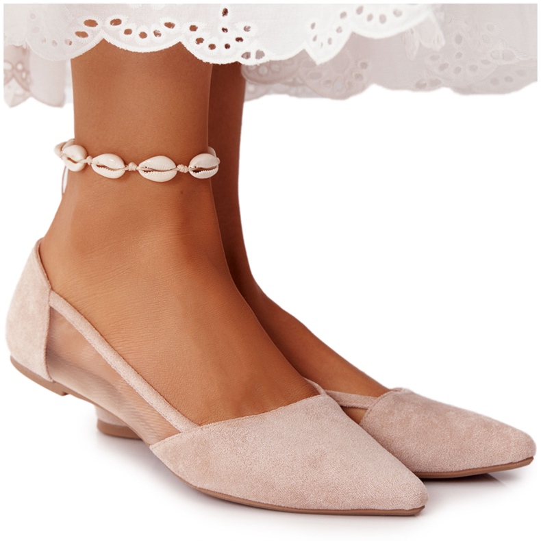 EVE Ballerines En Spitz Beige Melania Avec Maille