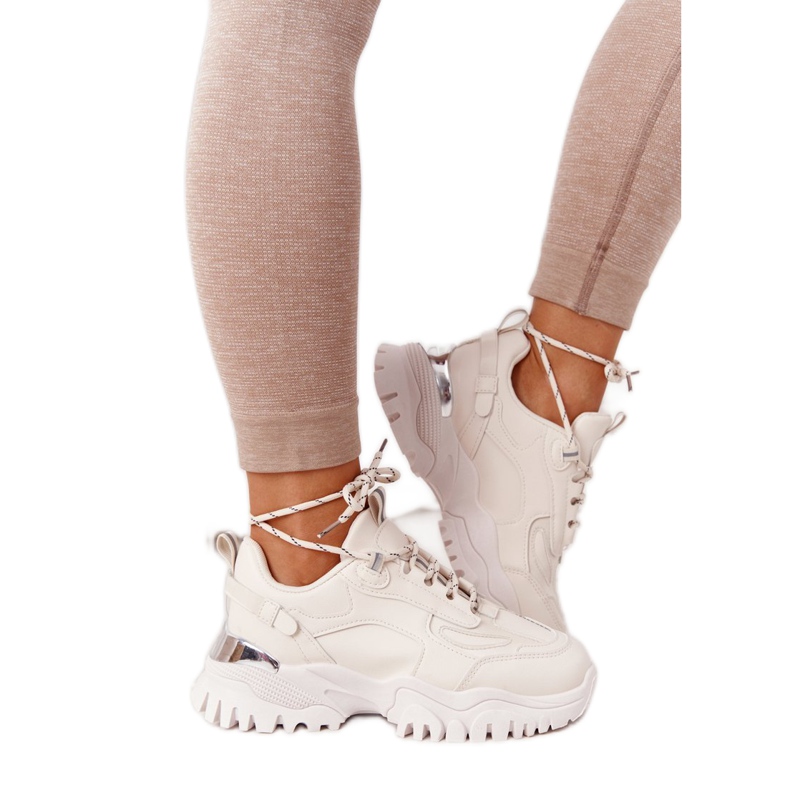 PG1 Baskets Femme Beige Influencer sur une semelle massive PG1 Baskets Femme Beige Influencer sur une semelle massive