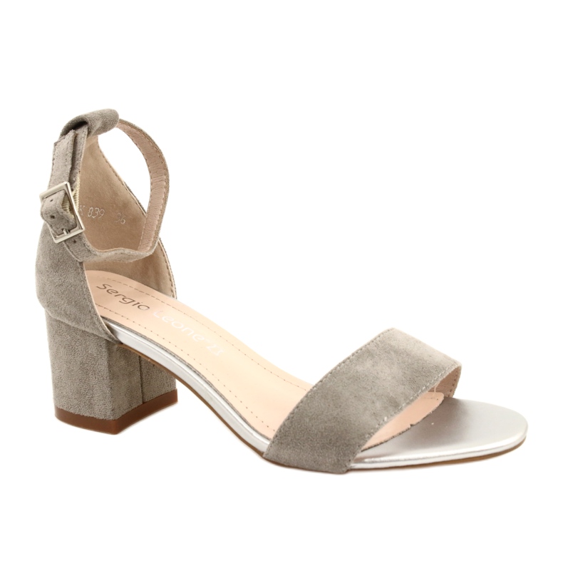 Sergio Leone Sandales sur un faible pilier SK839 Silver argent