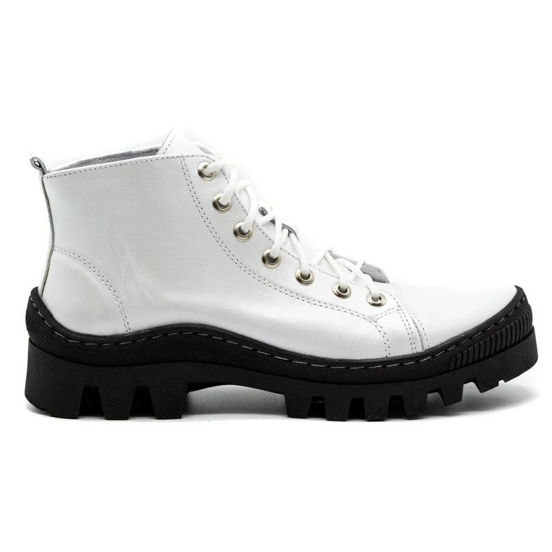Polbut Boots cuir femme D1 blanc blanche