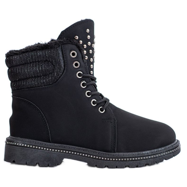 SHELOVET Trappeurs noirs avec zircone cubique le noir