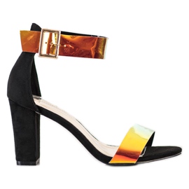 Goodin Sandales Sur Une Barre Avec Effet Holo noir