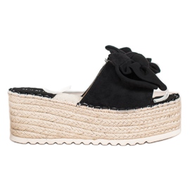 SHELOVET Pantoufles Sur La Plate-Forme Avec Un Noeud noir