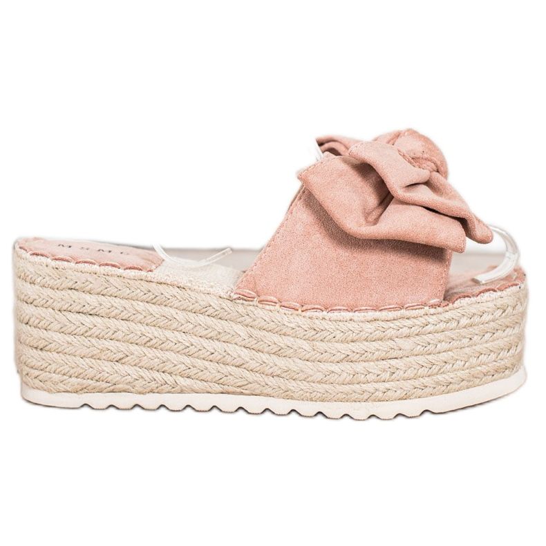 SHELOVET Pantoufles Sur La Plate-Forme Avec Un Noeud rose