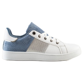 SHELOVET Baskets lacées à la mode blanche bleu multicolore