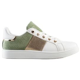 SHELOVET Baskets lacées à la mode blanche multicolore vert