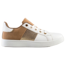 SHELOVET Baskets lacées à la mode blanche brun multicolore