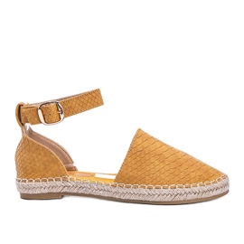 Espadrilles moutarde à motif peau de serpent jaune