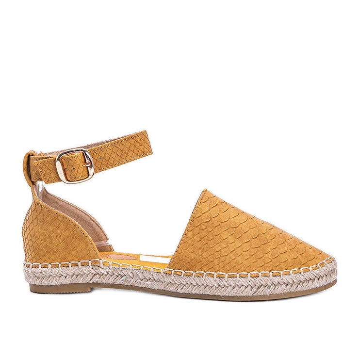 Espadrilles moutarde à motif peau de serpent jaune