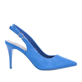 Escarpins en daim écologique bleu sur ceinture Donna
