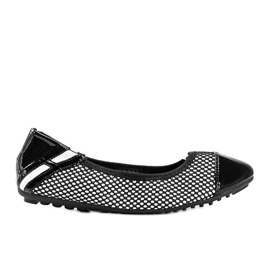 Ballerines Debbie laquées noires blanc